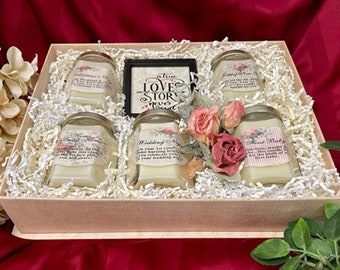 Bridal Shower Gift Candles for Bride and Groom, Candle Poem with Marriage Milestones, Unique Wedding Gift Box for Couple, Romantic Keepsake