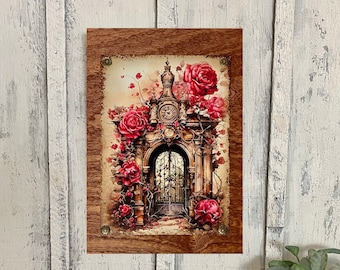 Antique Floral Victorian Door Art Print, Vintage Charm for Architecture Steampunk Lovers