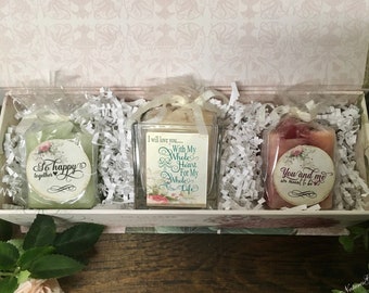 Romantic Candles Gift Box, Engagement or Wedding Anniversary Gift, Bridal Shower Gift for Her