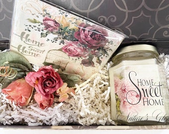 Home Sweet Home Candle Gift Set Box for Anniversary or Housewarming and Realtor Closing Gift for New Homeowners