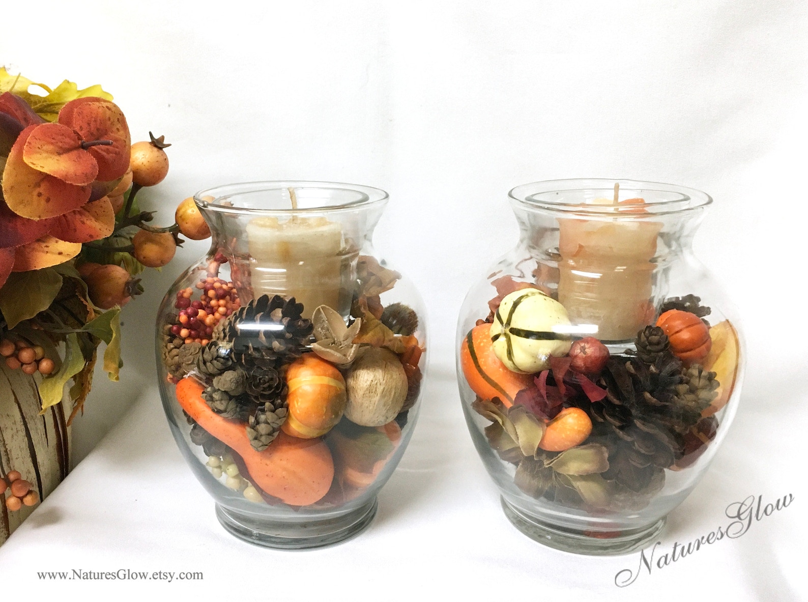 Fall Candle Set Autumn Centerpiece Thanksgiving Candle Etsy
