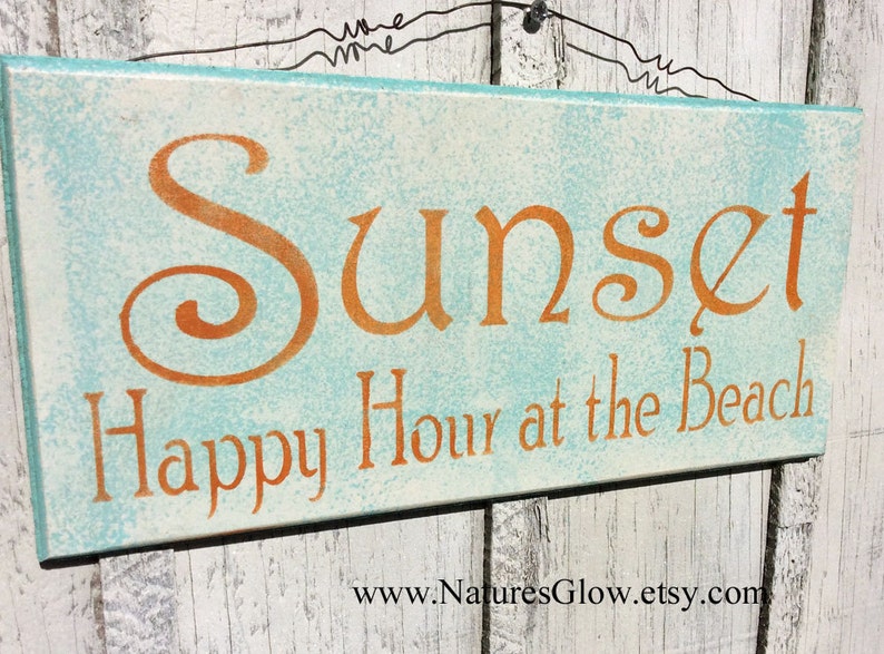 Beach Sign Happy Hour at the Beach Coastal Decor Tropical Etsy
