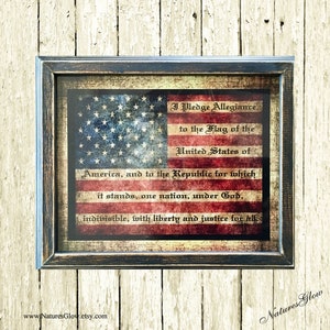 Pledge of Allegiance Art Print, Framed American Flag Wall Decor, American Pledge Picture, Farmhouse Americana, 4th of July, Veteran Gift image 4