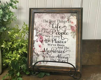 The Best Things in Life Framed Art Print, Inspirational Quote, Housewarming Gift for Friends and Family