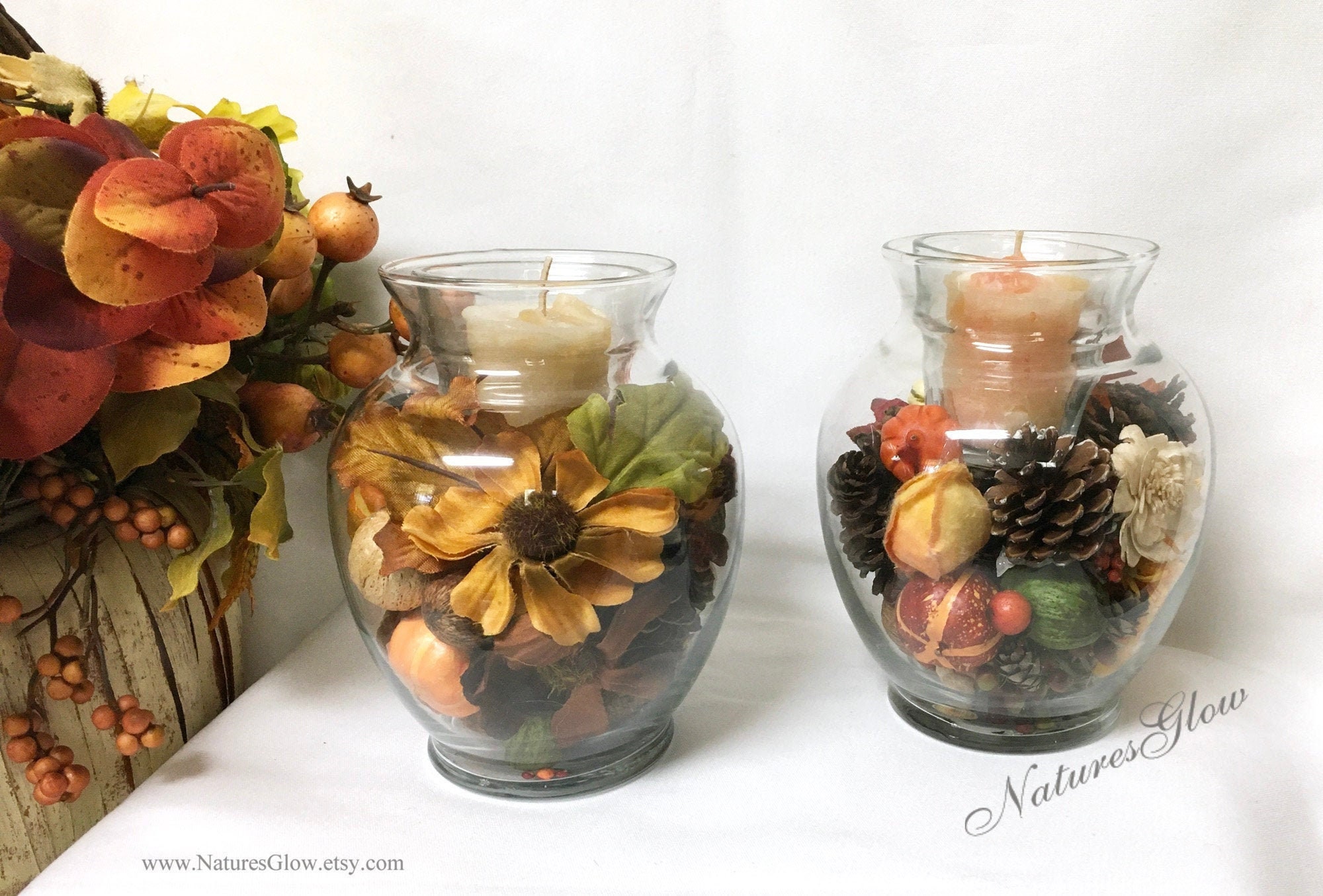 Fall Candle Set Autumn Centerpiece Thanksgiving Candle Etsy