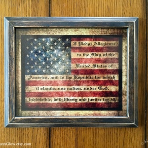 Pledge of Allegiance Art Print, Framed American Flag Wall Decor, American Pledge Picture, Farmhouse Americana, 4th of July, Veteran Gift image 5