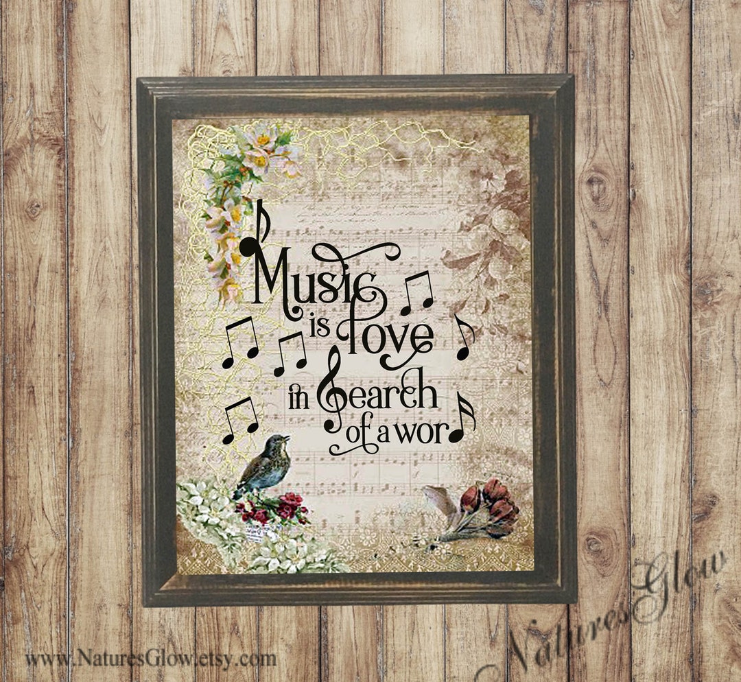 Framed Music Art Print, Music Teacher Appreciation Gift, Music is Love