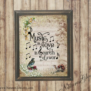 Framed Music Art Print, Music Teacher Appreciation Gift, Music is Love Quote, Music Lovers Gift