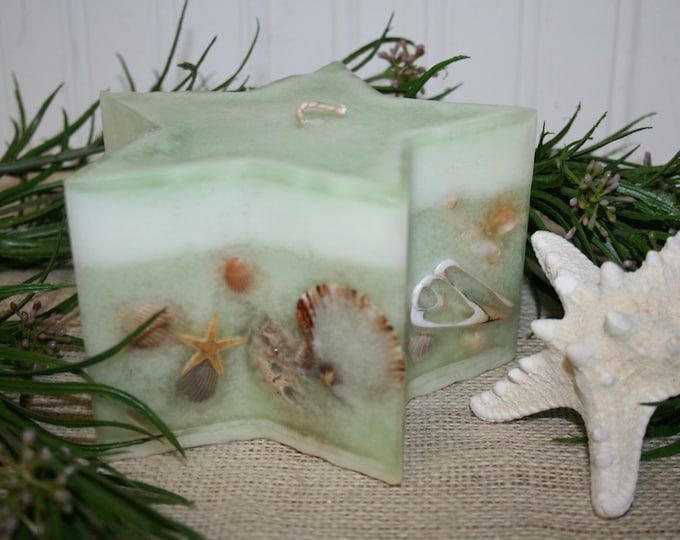 Seashell Candle Star With Sea Shells Sea Mist and Ivy Fragrance