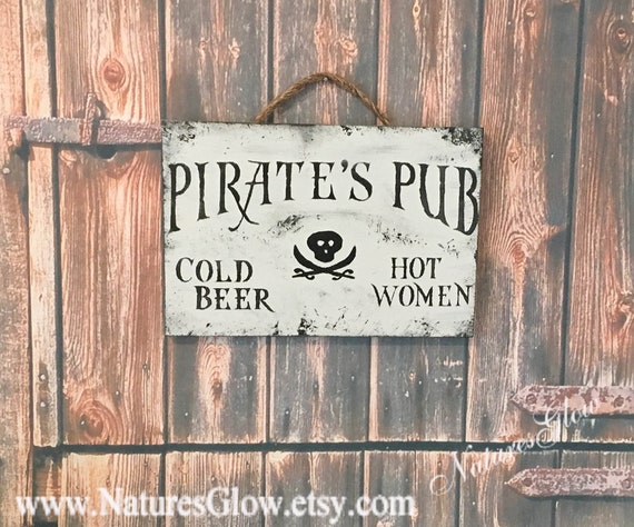 Pirate Sign for Kitchen or Home Bar, Pirate's Pub Cold Beer Hot