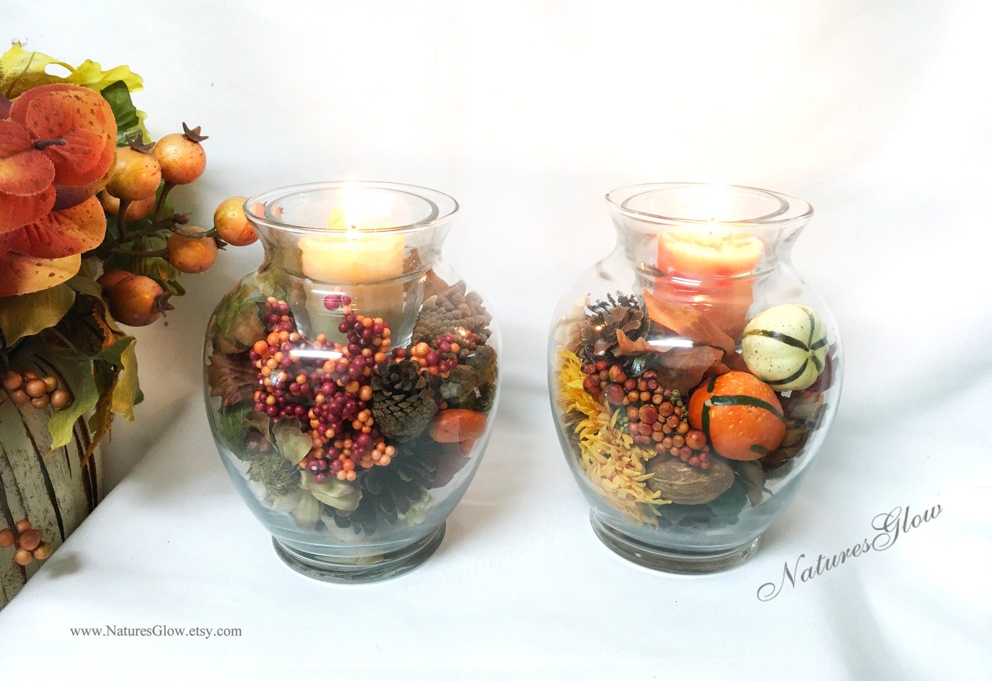 Fall Candle Set Autumn Centerpiece Thanksgiving Candle Etsy