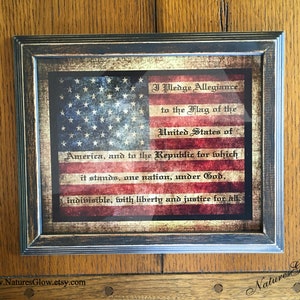 Pledge of Allegiance Art Print, Framed American Flag Wall Decor, American Pledge Picture, Farmhouse Americana, 4th of July, Veteran Gift image 2