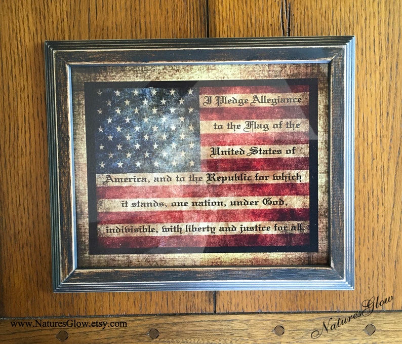 Pledge of Allegiance Art Print, Framed American Flag Wall Decor, American Pledge Picture, Farmhouse Americana, 4th of July, Veteran Gift image 2