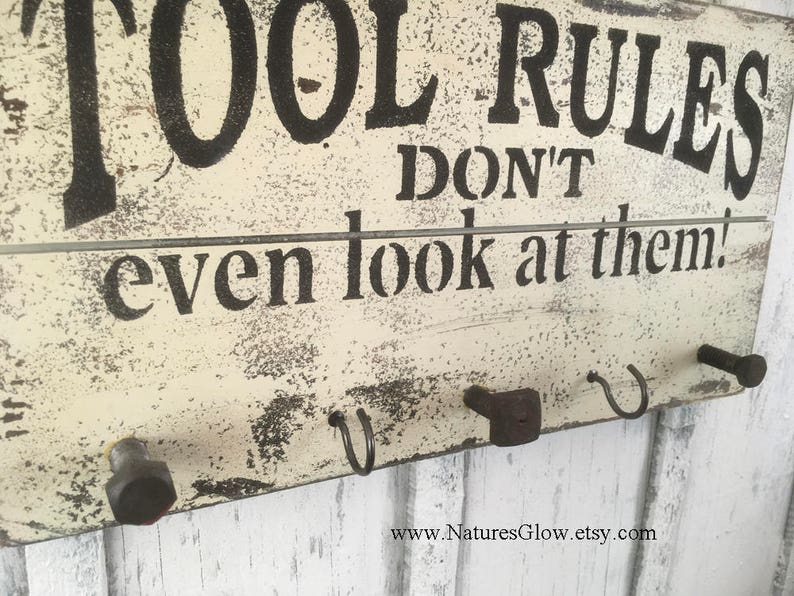 Tool Rules Sign Key Holder Wall Hooks for Tools Mechanic Etsy