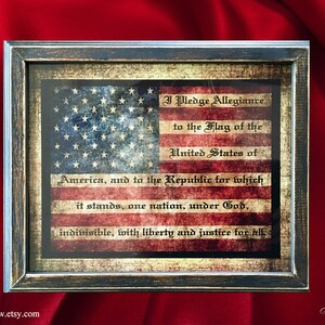 Pledge of Allegiance Art Print, Framed American Flag Wall Decor, American Pledge Picture, Farmhouse Americana, 4th of July, Veteran Gift image 3