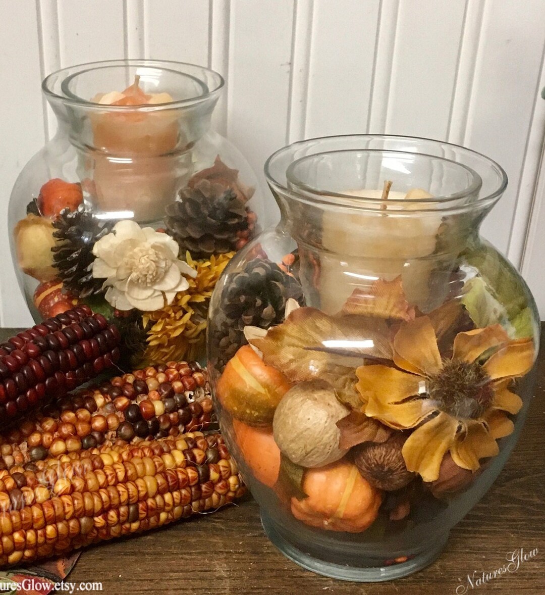 Fall Candle Set Autumn Centerpiece Thanksgiving Candle Etsy
