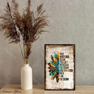 I am the Storm Sign, Retro Aztec Sunflower Decor, Southwestern Decor, They Whispered to Her Rustic Canvas Art Print Wood Sign image 9