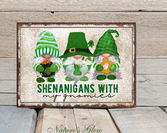 Irish Gnomes St Patrick's Day Sign, Shenanigans With my Gnomies,  St Patrick's Day Home Decor