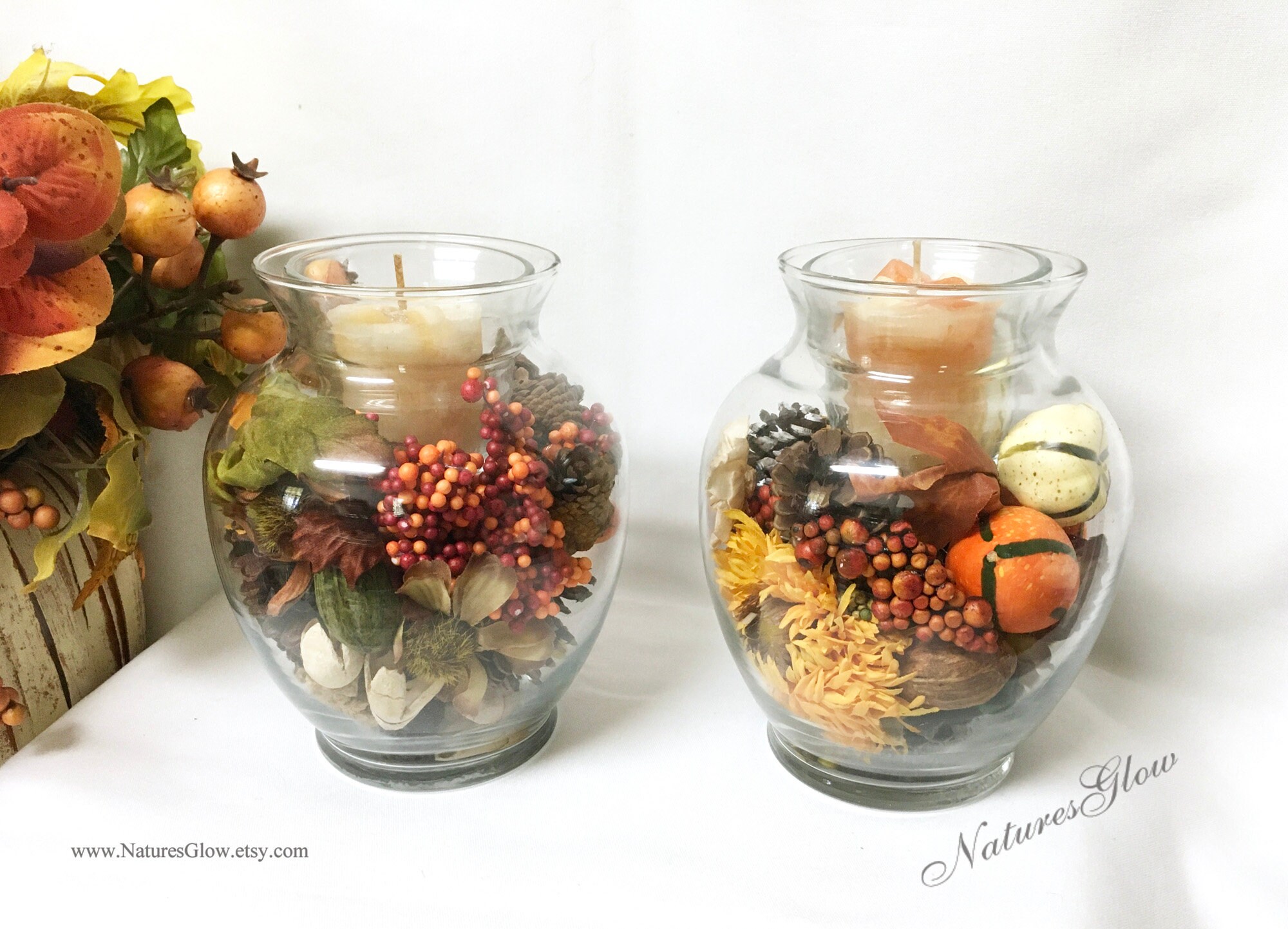 Fall Candle Set Autumn Centerpiece Thanksgiving Candle Etsy