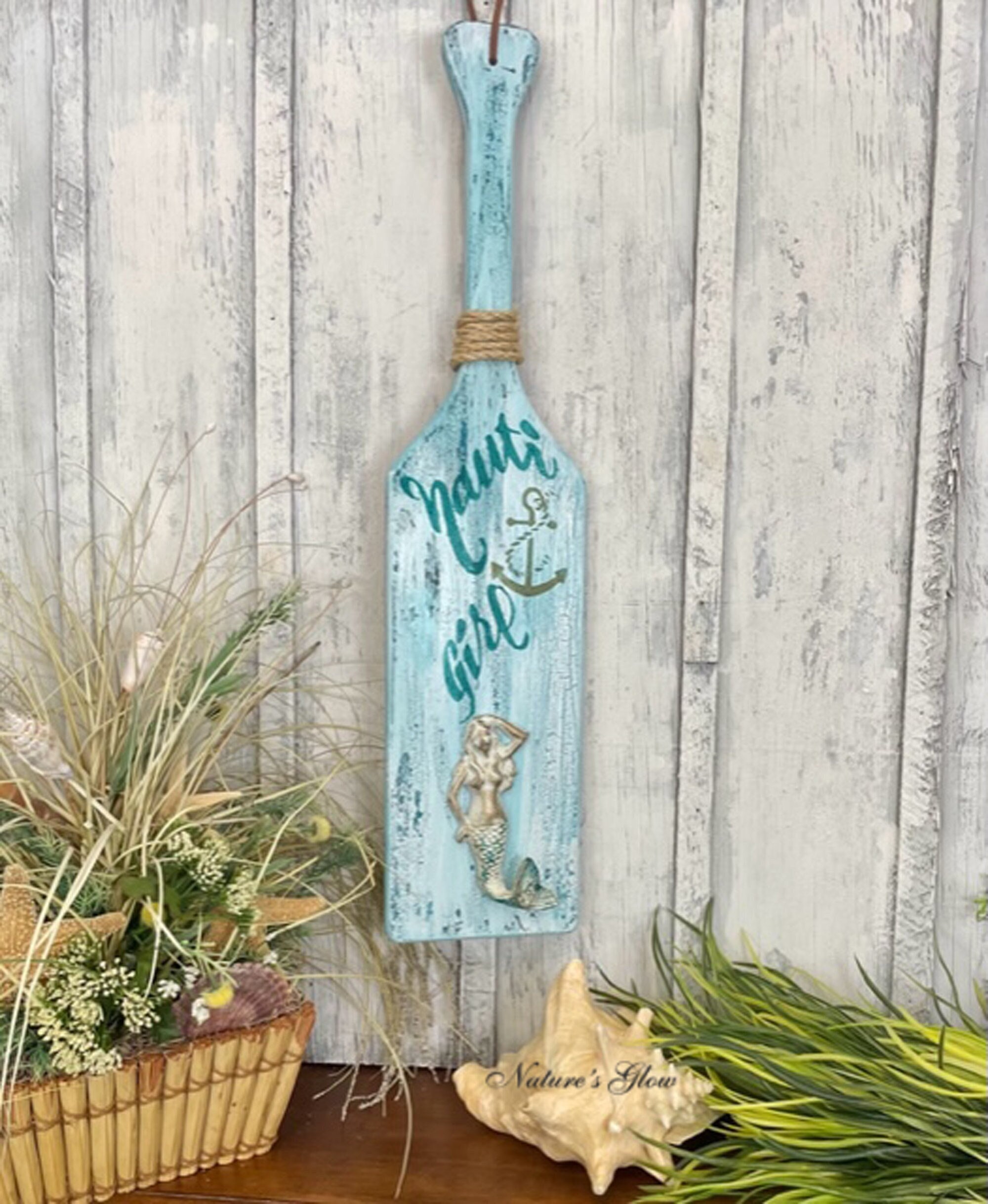 Mermaid Boat Oar Wall Decor, Nauti Girl Mermaid Paddle Oar, Nautical