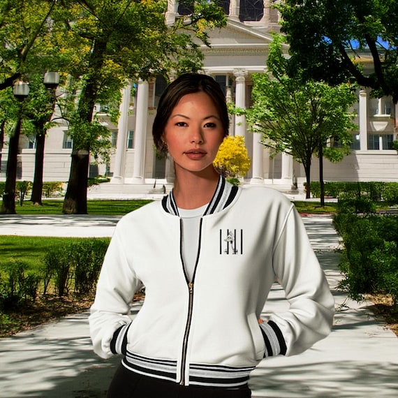 Varsity Jacket With Silly Goose Behind Bars, Womens Bomber Jacket
