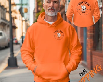 Custom Hi Vis Safety Hoodie, Your Business Logo, Your Text Sweatshirt, Custom Company Logo, Your Design Here, Company Logo Gifts, Sweater