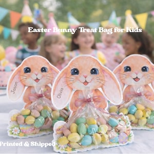 Original Easter Bunny Treat Holder Card Set – Classroom Easter Favors, Party Loot Bag Holder, DIY Candy & Chocolate Packaging