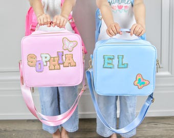 Bolsa de almuerzo personalizada para niños, bolsa de refrigerio con nombre personalizado, bolsa de almuerzo escolar liviana y aislada para niños pequeños y primaria