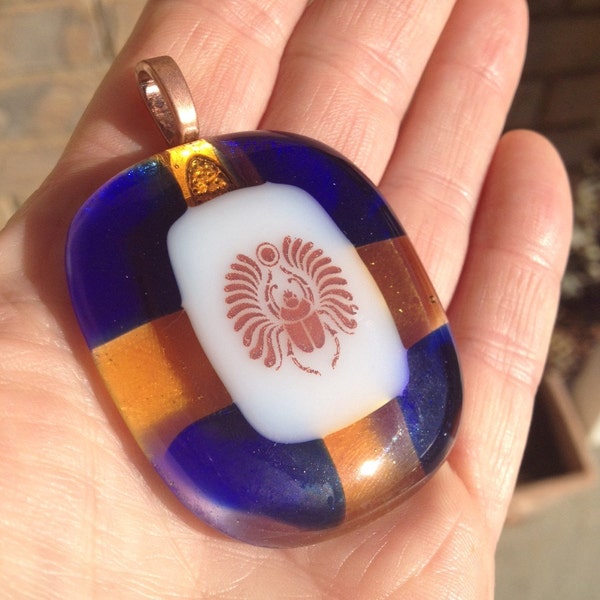 Fused Glass Pendant w/ Scarab Decal