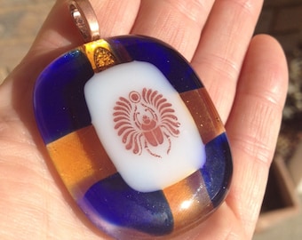 Fused Glass Pendant w/ Scarab Decal