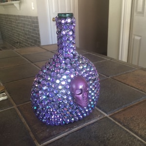 Large Lavender Skull Spell Bottle