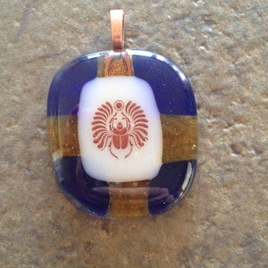 Fused Glass Pendant w/ Scarab Decal image 3