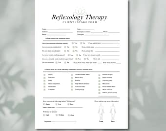 Reflexology Client Intake Form, Editable Canva Template (PDF)
