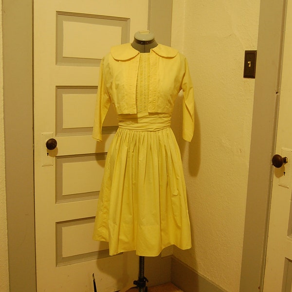 SALE Lovely Lemon Yellow 50s Dress S