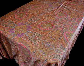 Vintage Paisley Duvet Cover Multi Color Boho Rope Trim Button Closure