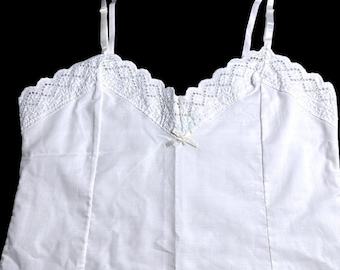 Vintage Von Mel-Lin Weißer Spitzenbesatz Camisole Top Baumwollmischung Medium RN 53167