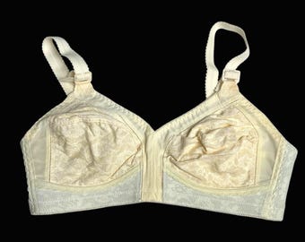 Sujetador vintage Sears Perma-Prest Lace Wireless 36B color crema estilo bala 58904 Retro