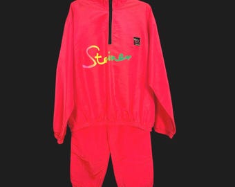 Chándal Steiner estilo surf vintage, rojo neón iridiscente de los 90, talla L