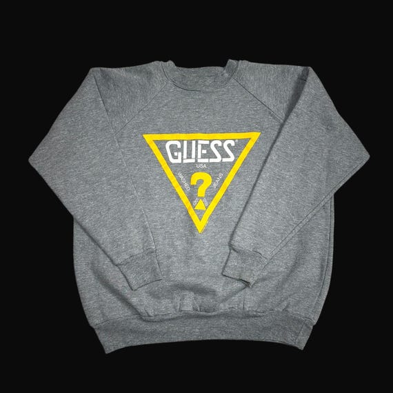 Guess, Vintage 1988 Guess by Georges Marciano Gray Triangle Logo Sweatshirt Large USA
