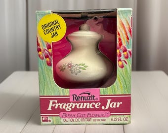 Frasco de fragancia para el hogar Renuzit Vintage - Flores recién cortadas - Fechado en 1992 - Sellado