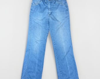 Pantalones vaqueros vintage Sandpiper de tiro alto, lavado claro, pierna bota - Cintura 32, entrepierna 30