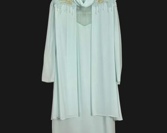 Ursula of Switzerland Mint Green Beaded Dress 14P Mother of the Bride