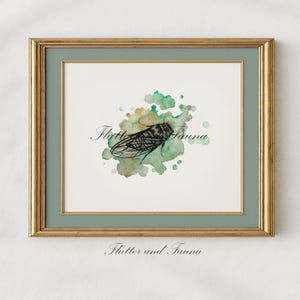 Cicada Watercolor Print, Vintage Style, Wall Art, Rustic Wall Decor, Boho Decor, Abstract Art, Home Decor, Aesthetic Print, Digital Download