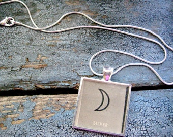 Vintage Silver Alchemy Symbol Pendant - 16in Silver Plated Chain