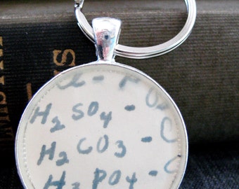 1938 Vintage Acids Chemistry Homework Nursing Textbook Silver Keychain or Pendant