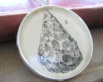 Stone Age Arrowhead illustration Silver Pendant