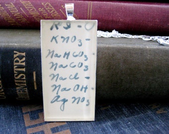1938 Vintage Formulas Chemistry Homework Nursing Textbook Silver Pendant