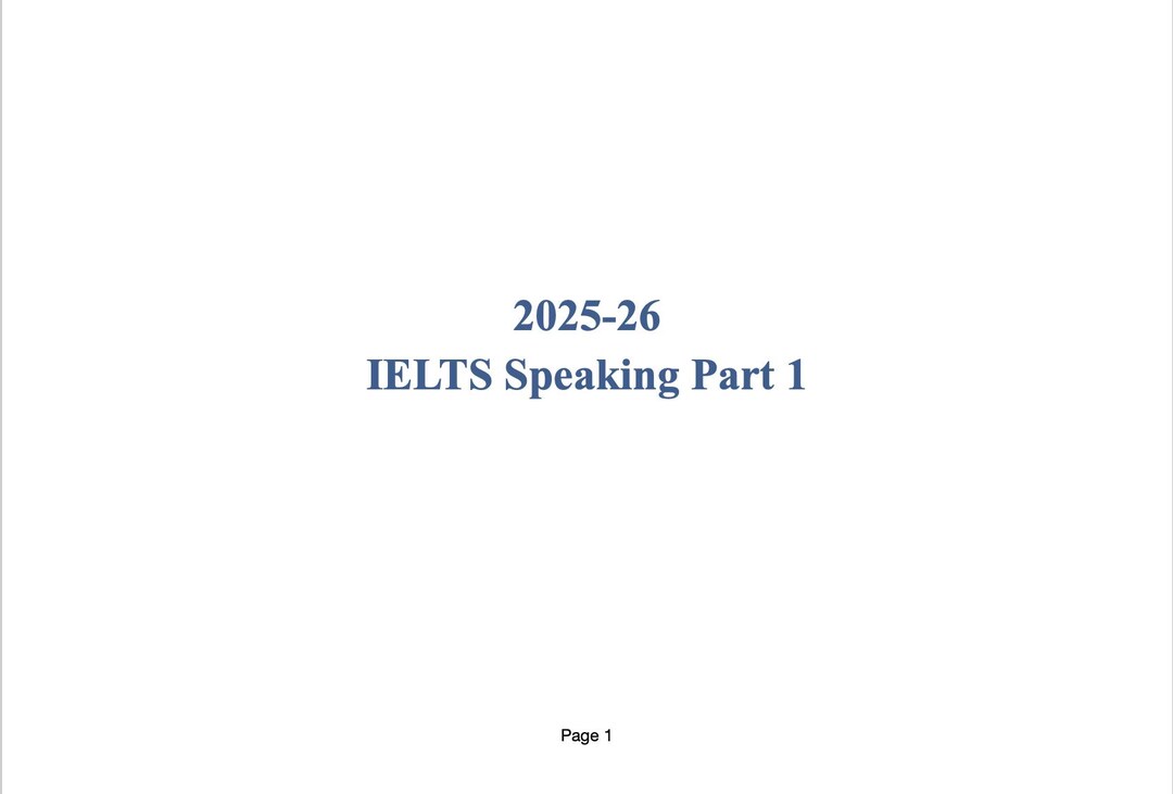 IELTS Speaking Part 1 Sample Answers PDF- Band 8+ Speaking Practice ...