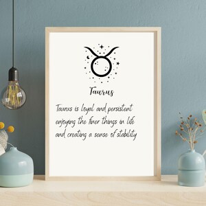 Taurus Zodiac Sign - Minimalist Digital Printable Wall Art