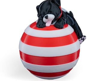 3D Printed Sleeping Dog Ornament – Handmade Christmas Holiday Decor